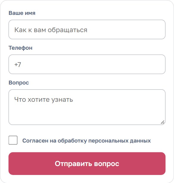 Пример отдельной формы вопроса в демонстрационном прототипе